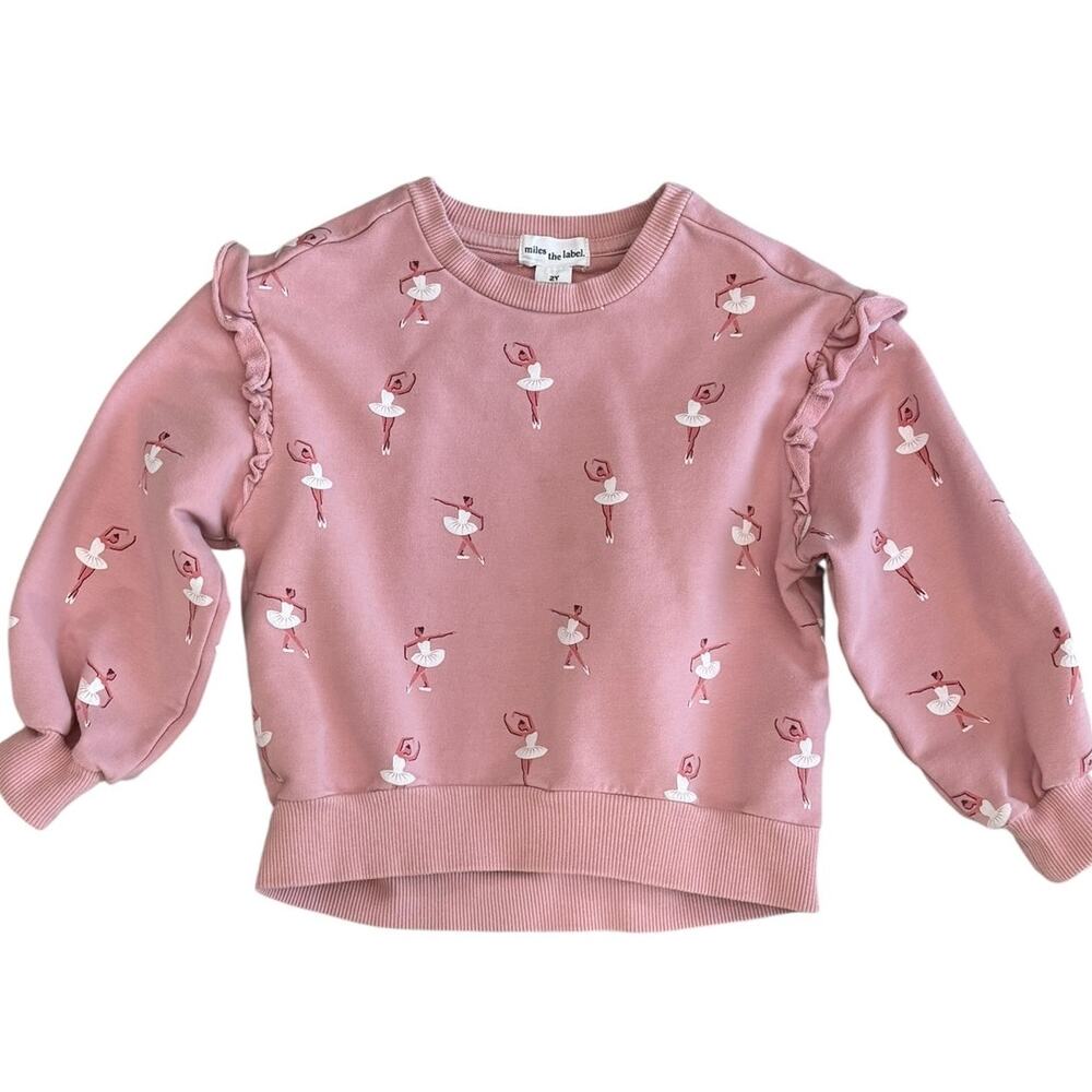 MILES THE LABEL Girls Ballerina Print Sweatshirt Size 2y